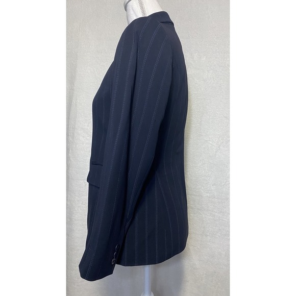 Liz Claiborne Women's Navy Blue Striped Lined Petite Blazer Jacket Size 4P - Picture 3 of 9